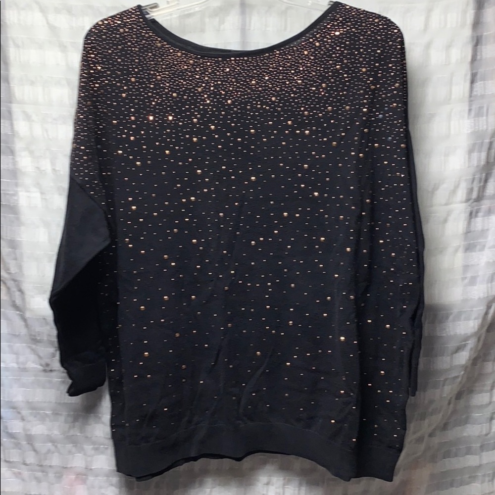 Black sweater with gold sparkly beading